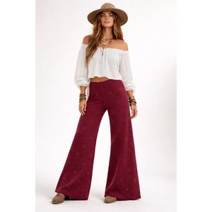 Anthropologie Saturday Sunday Polka Dot Knit Wide Leg Pants Sz L Retro Sweater